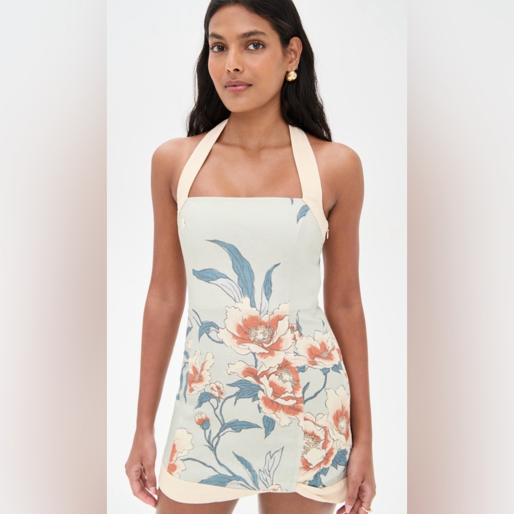 SIR the label Cream and Blue Floral Dress